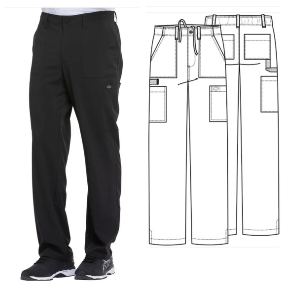 Dickies Scrub Cargo Pants EDS Natural Rise Drawstring DK015 Tall Black Nurse 3X - Picture 1 of 15